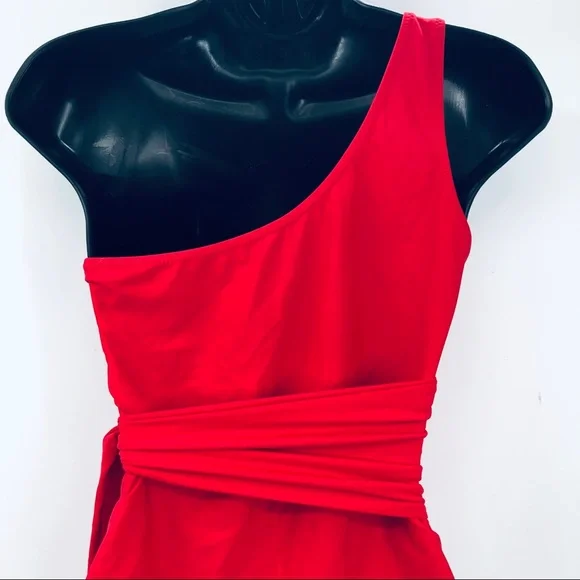 NWOT One Piece swimsuit one strap attached sash belt. LRG - Picture 5 of 6